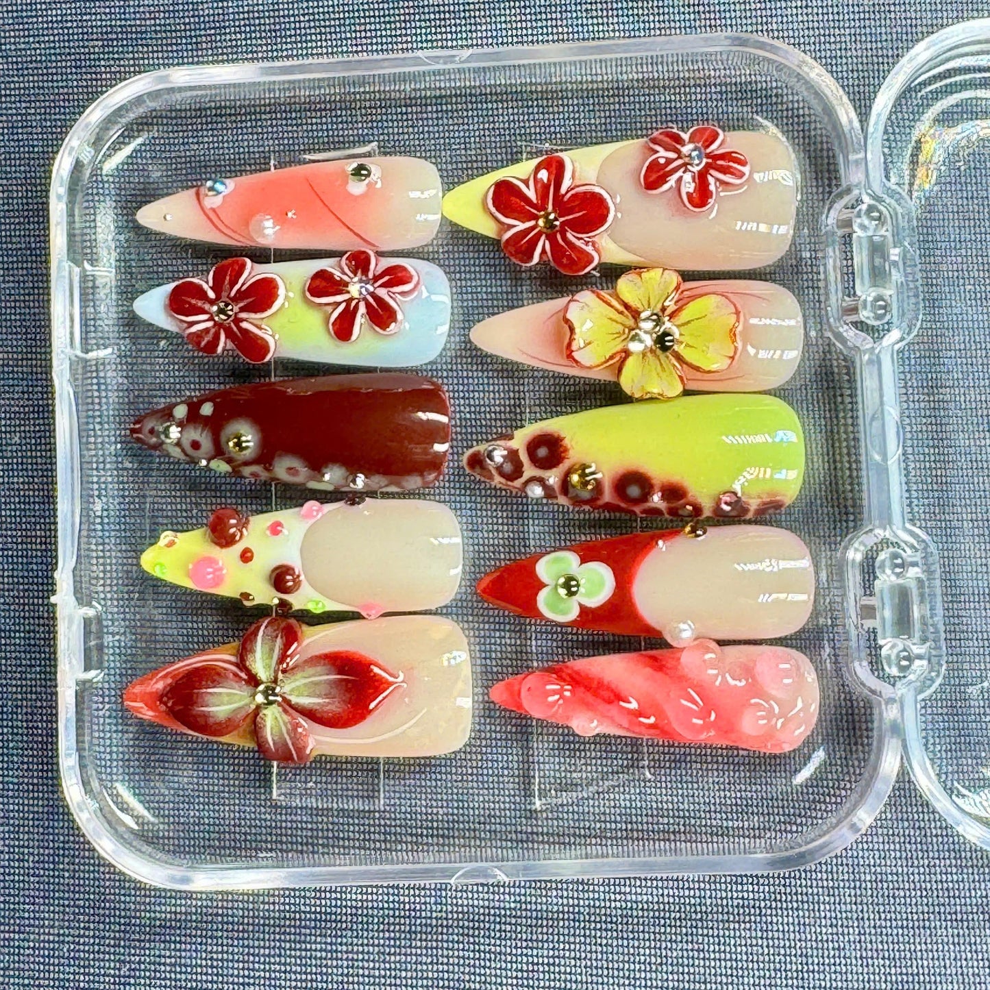 Pastel Moonstone Ombre Press-On Nails – Elegant Gradient with Star Accents – Handmade Nail Set for Chic Style