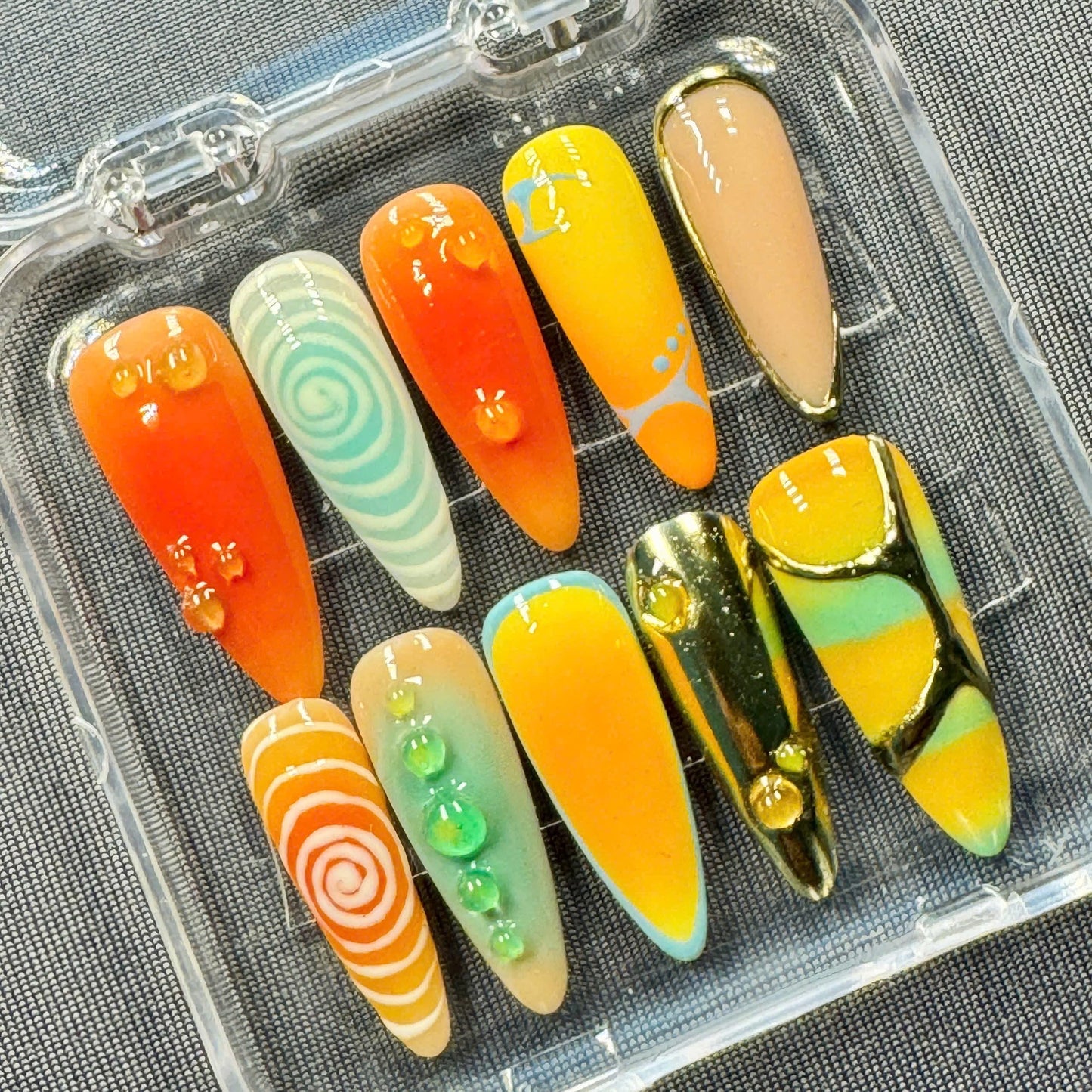 Peach Blossom Press-On Nails – Handmade Floral Design with Glossy Finish – Cute and Trendy Nail Art