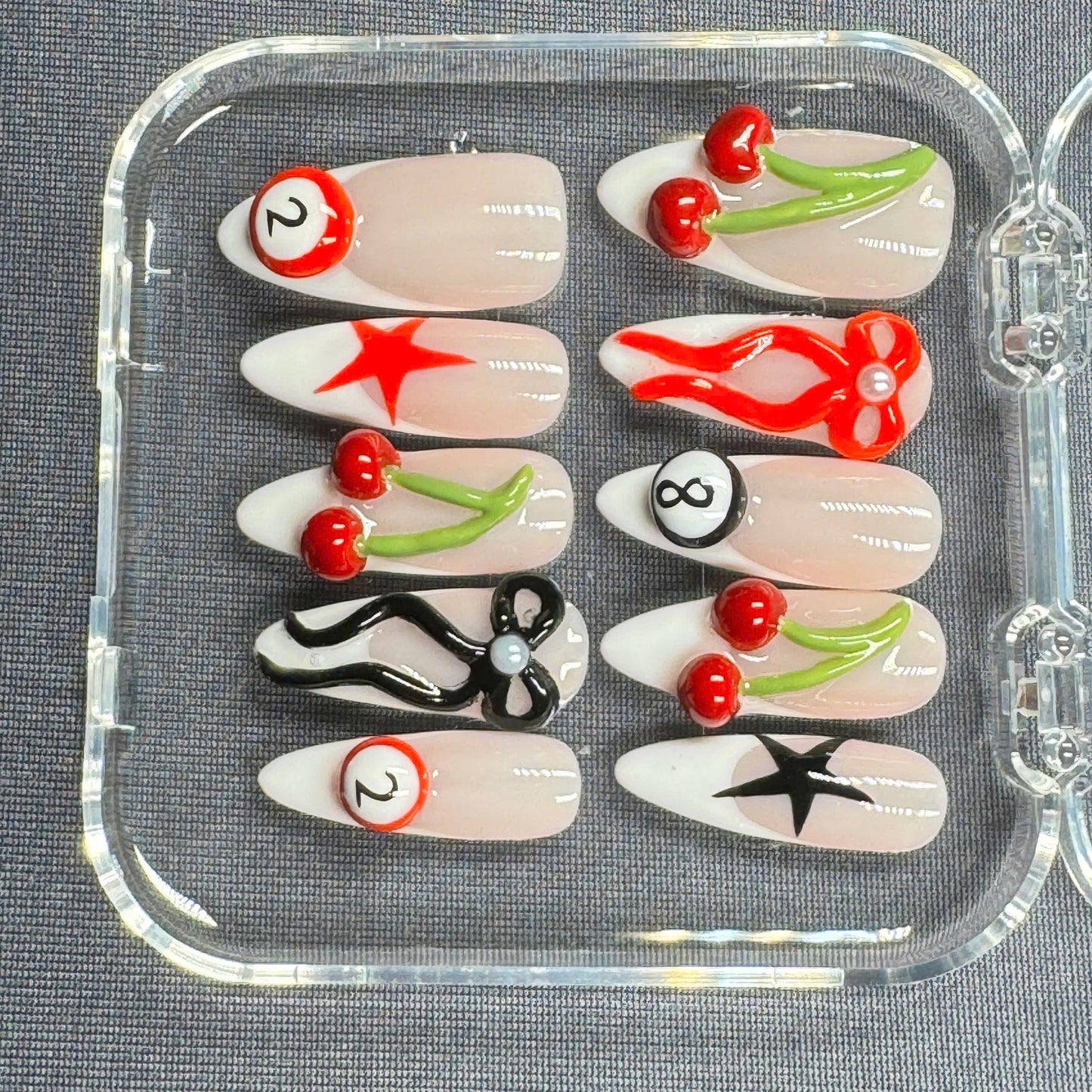 Pastel Rainbow Swirl Press-On Nails – Handmade Colorful Nail Art – Reusable and Long-Lasting, Perfect for Summer!
