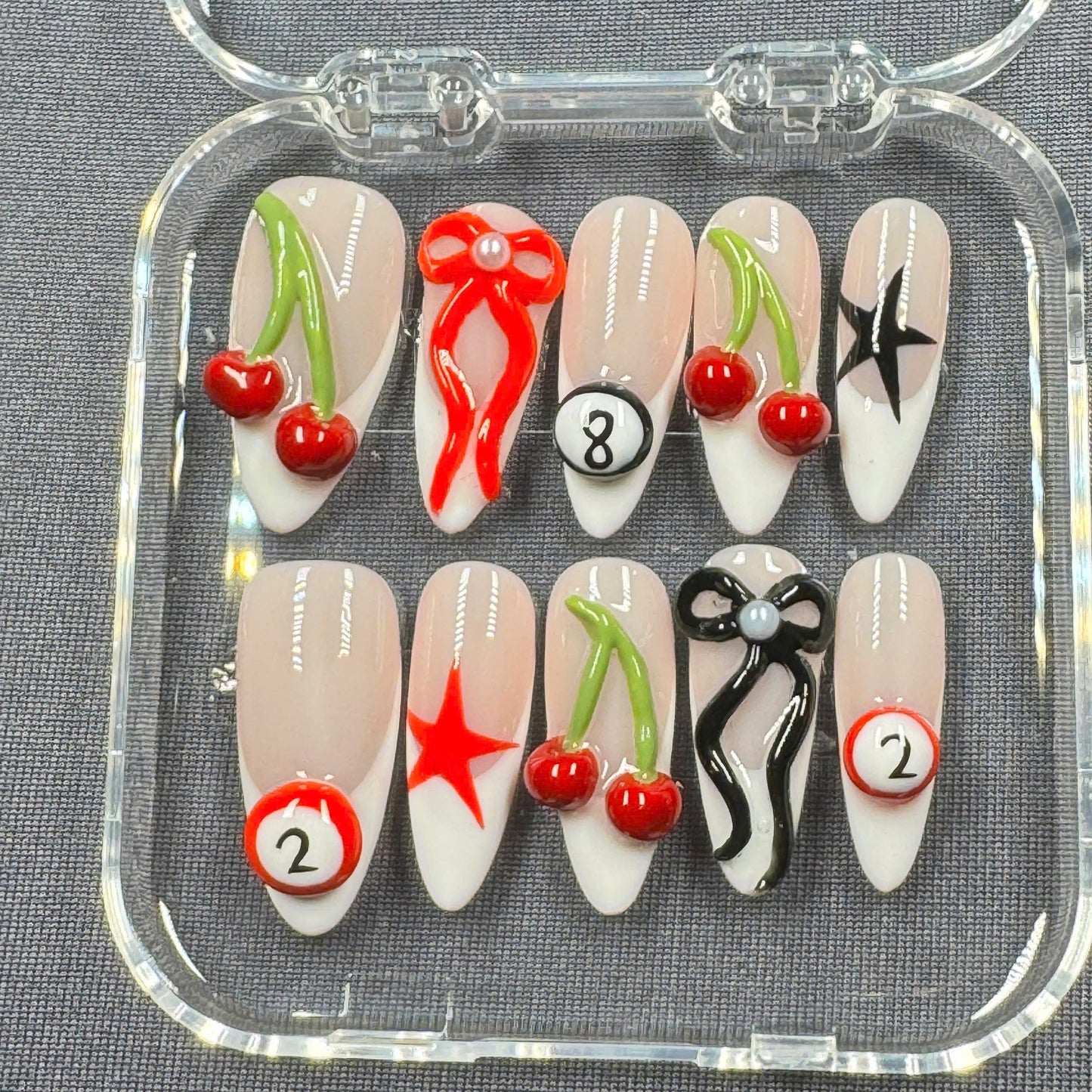 Pastel Rainbow Swirl Press-On Nails – Handmade Colorful Nail Art – Reusable and Long-Lasting, Perfect for Summer!