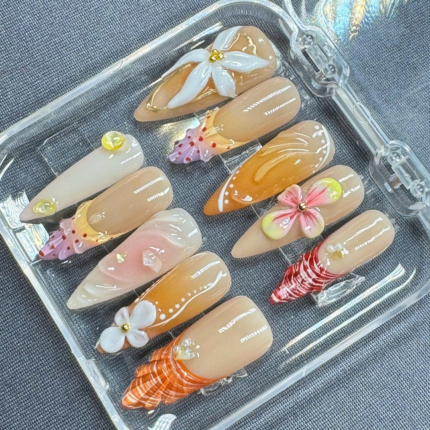 Candy Pastel Rainbow Press-On Nails – Cute Colorful Ombre Design for Summer Chic Nails