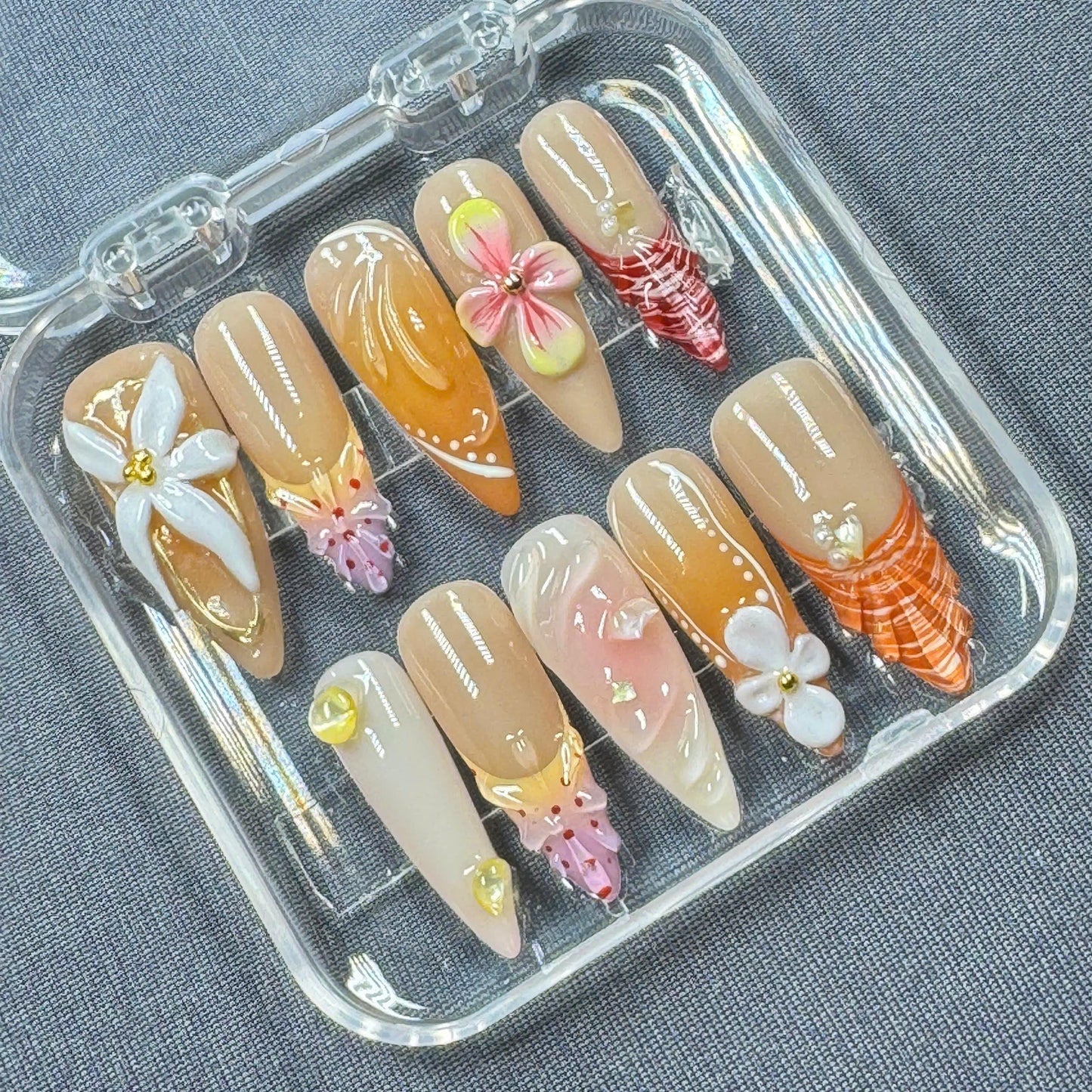 Candy Pastel Rainbow Press-On Nails – Cute Colorful Ombre Design for Summer Chic Nails