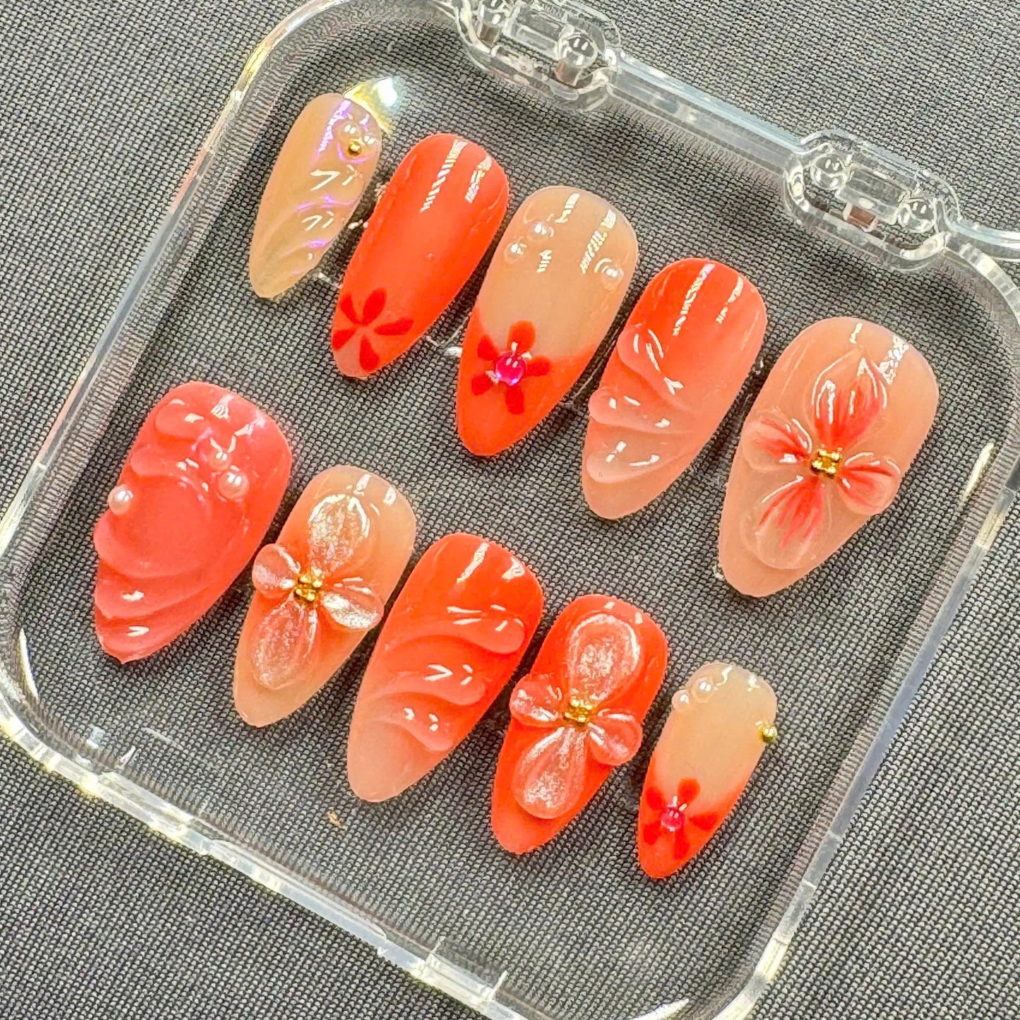 Lavender Floral Press-On Nails β Handcrafted Spring Nail Art Set with 3D Flowers β Cute and Trendy