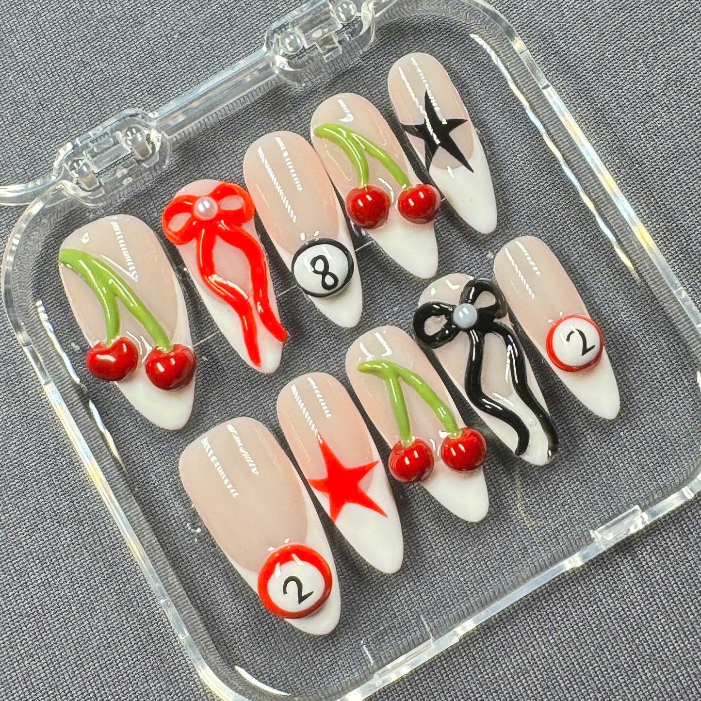Pastel Rainbow Swirl Press-On Nails – Handmade Colorful Nail Art – Reusable and Long-Lasting, Perfect for Summer!