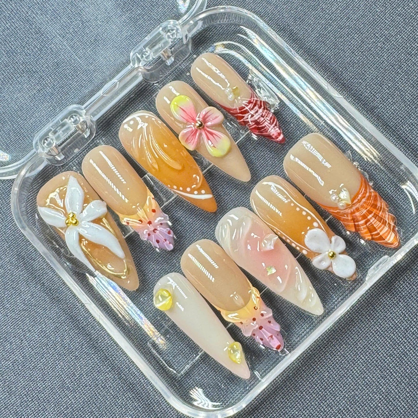 Candy Pastel Rainbow Press-On Nails – Cute Colorful Ombre Design for Summer Chic Nails