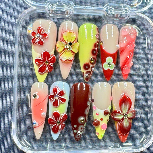 Pastel Moonstone Ombre Press-On Nails – Elegant Gradient with Star Accents – Handmade Nail Set for Chic Style