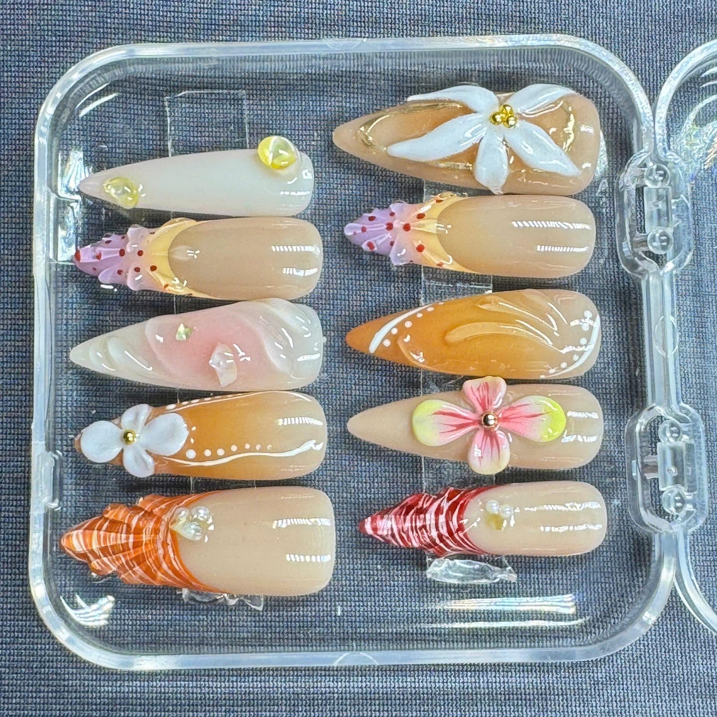Candy Pastel Rainbow Press-On Nails – Cute Colorful Ombre Design for Summer Chic Nails
