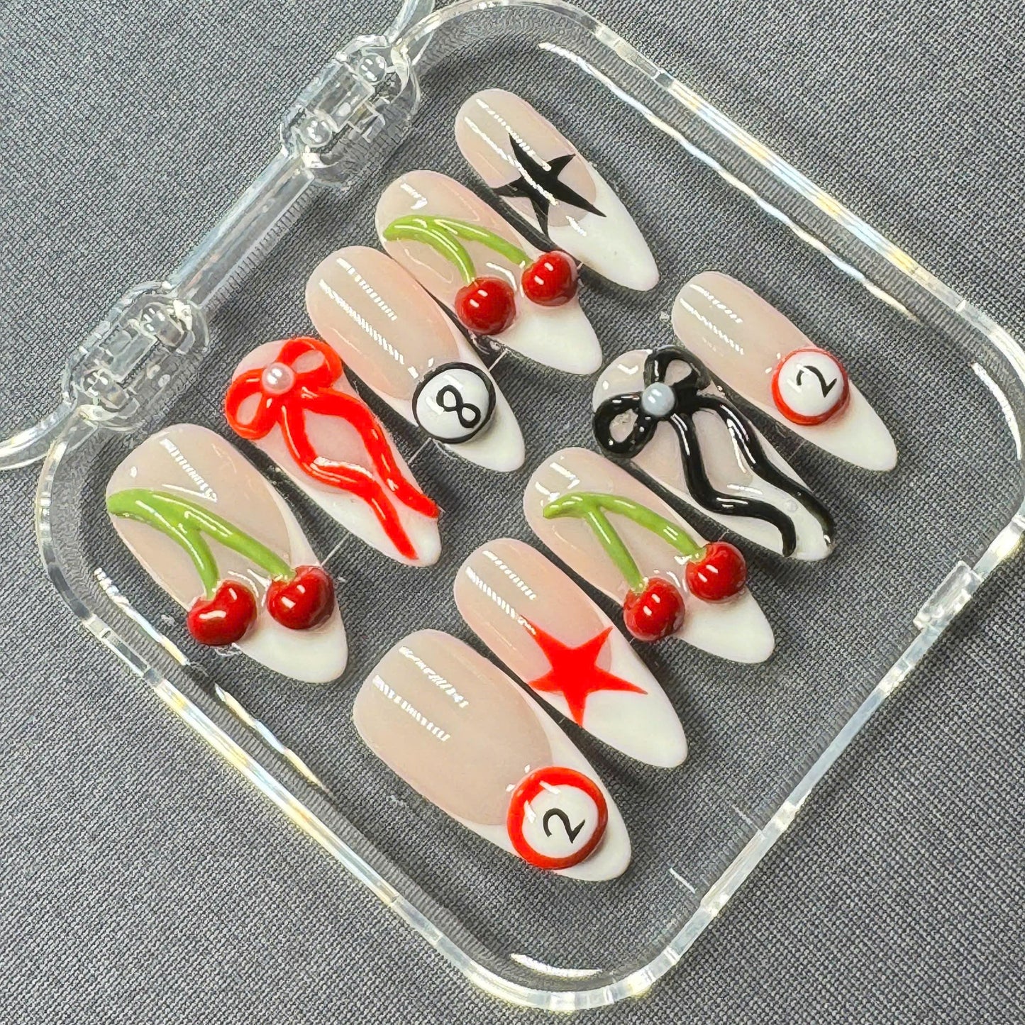 Pastel Rainbow Swirl Press-On Nails – Handmade Colorful Nail Art – Reusable and Long-Lasting, Perfect for Summer!
