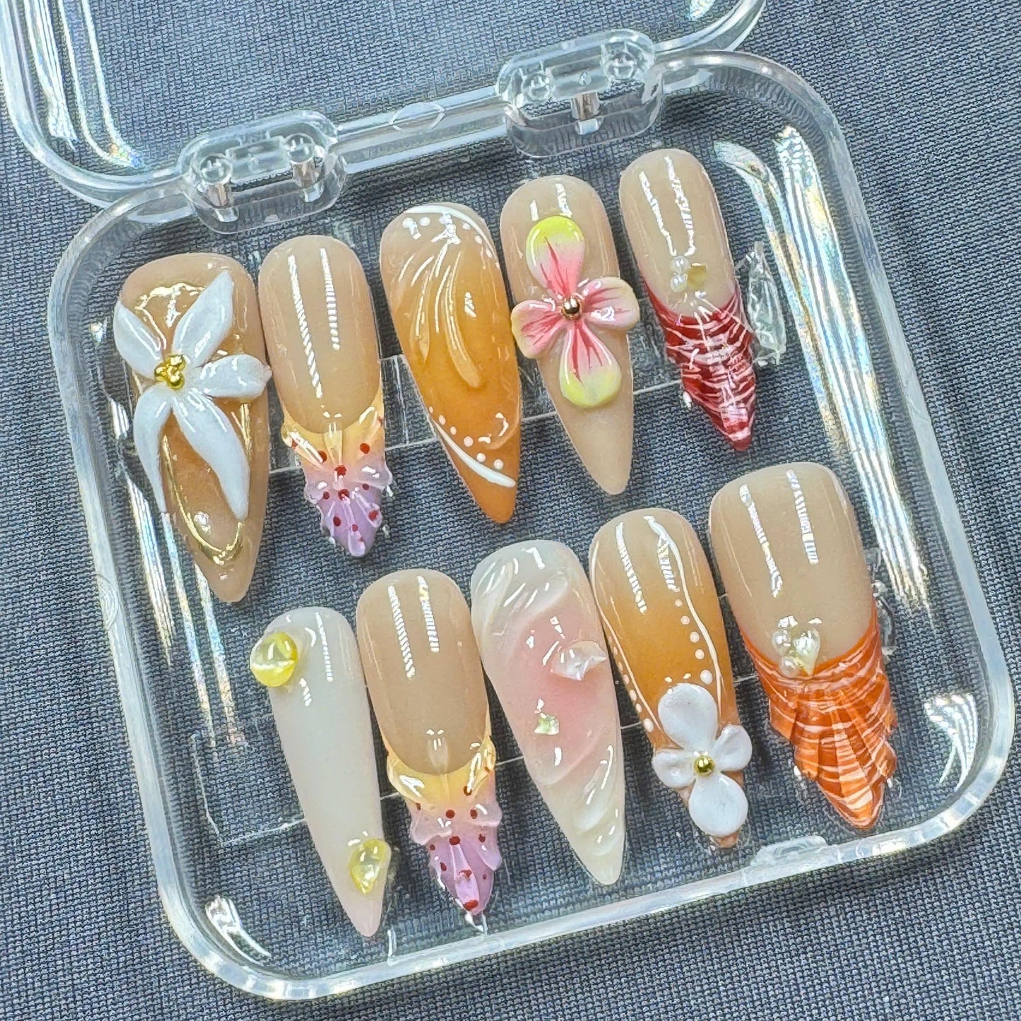 Candy Pastel Rainbow Press-On Nails – Cute Colorful Ombre Design for Summer Chic Nails