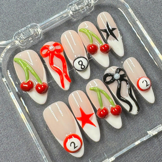 Pastel Rainbow Swirl Press-On Nails – Handmade Colorful Nail Art – Reusable and Long-Lasting, Perfect for Summer!