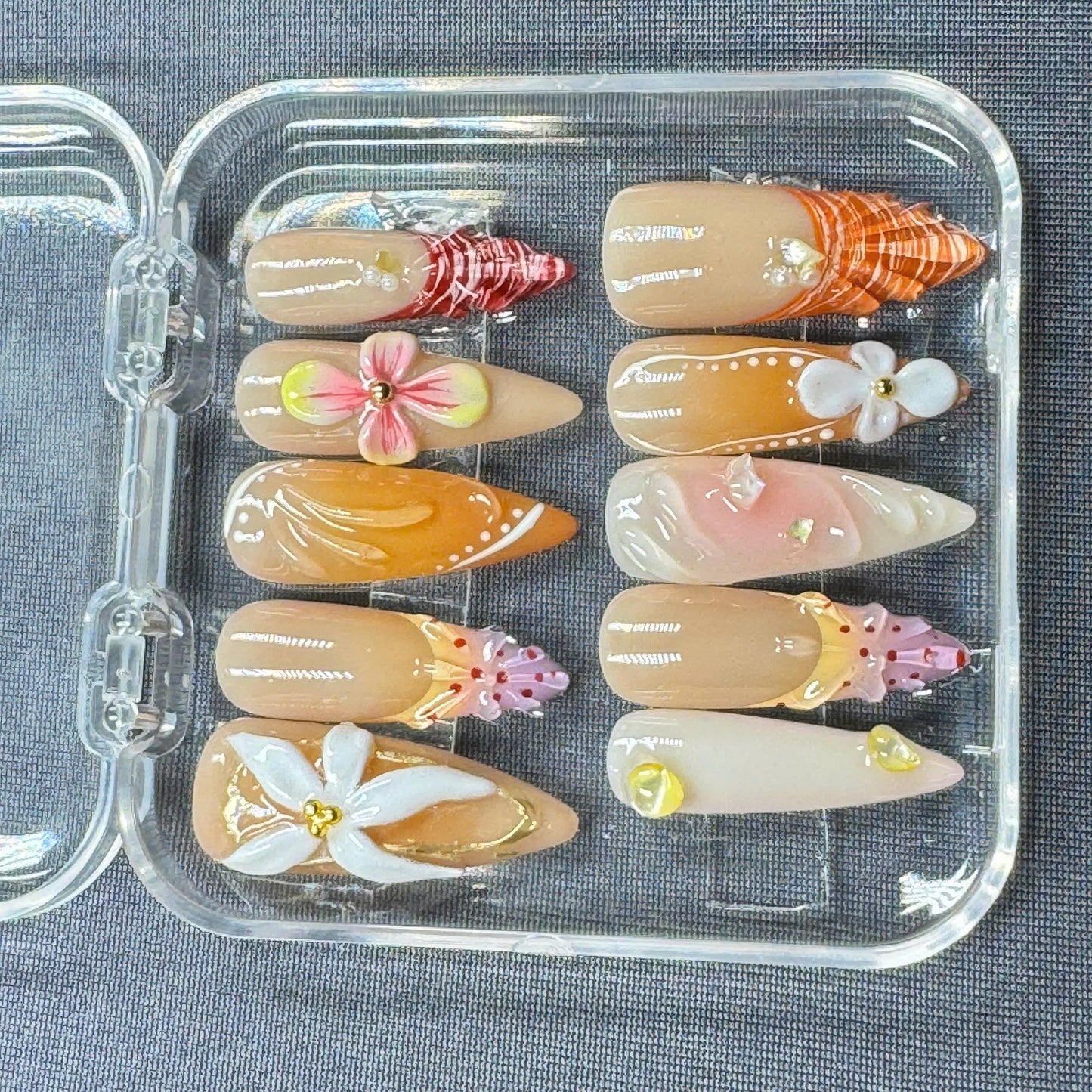Candy Pastel Rainbow Press-On Nails – Cute Colorful Ombre Design for Summer Chic Nails