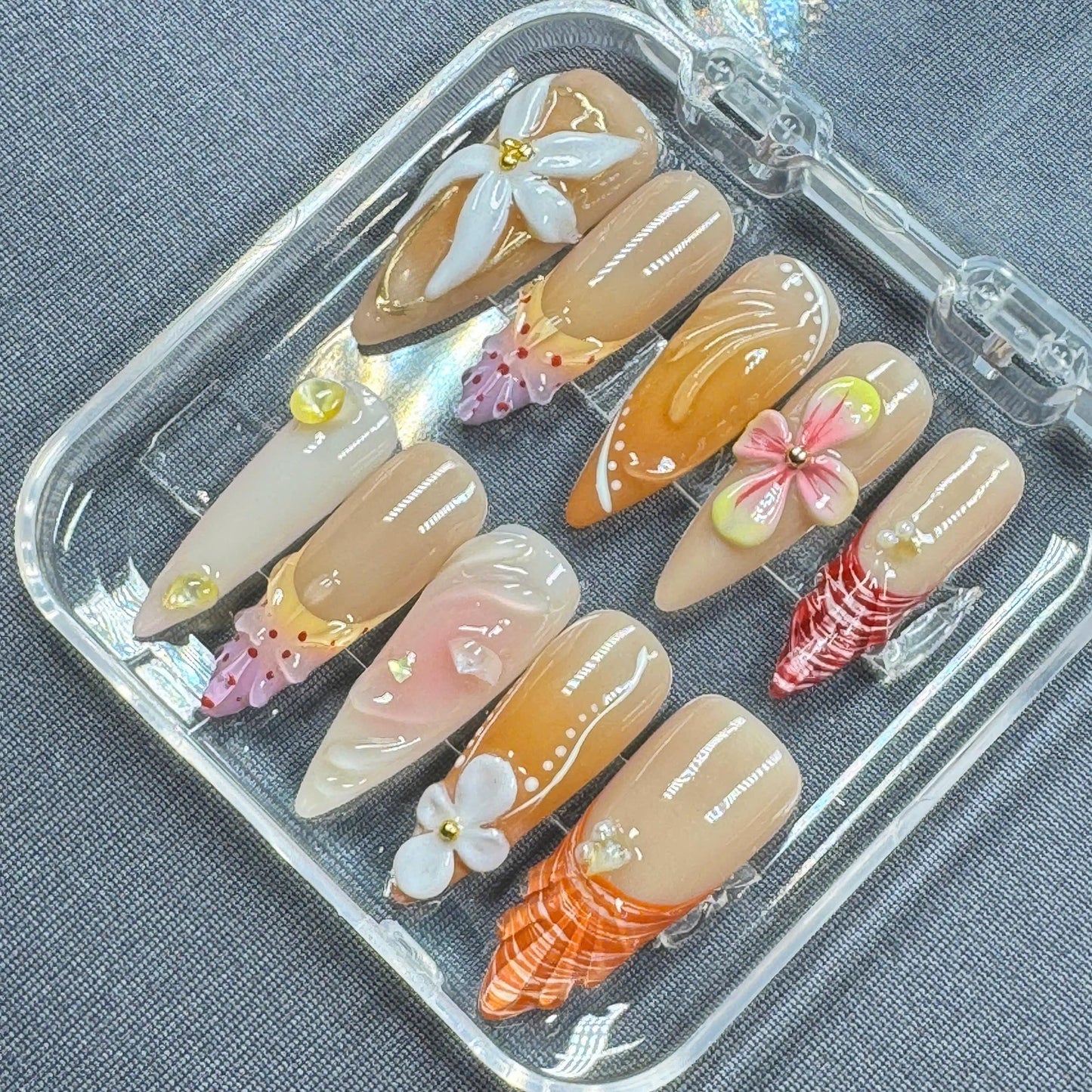Candy Pastel Rainbow Press-On Nails – Cute Colorful Ombre Design for Summer Chic Nails